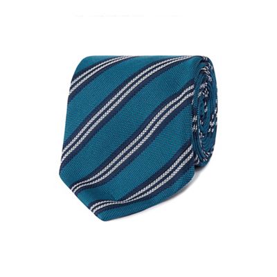 Dark turquoise silk stitched tie